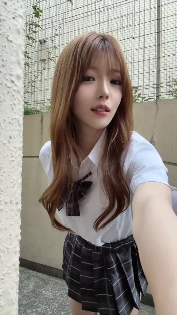 Blushing Japanese Cutie Raises Skirt Slowly – Embarrassed Panty Flash